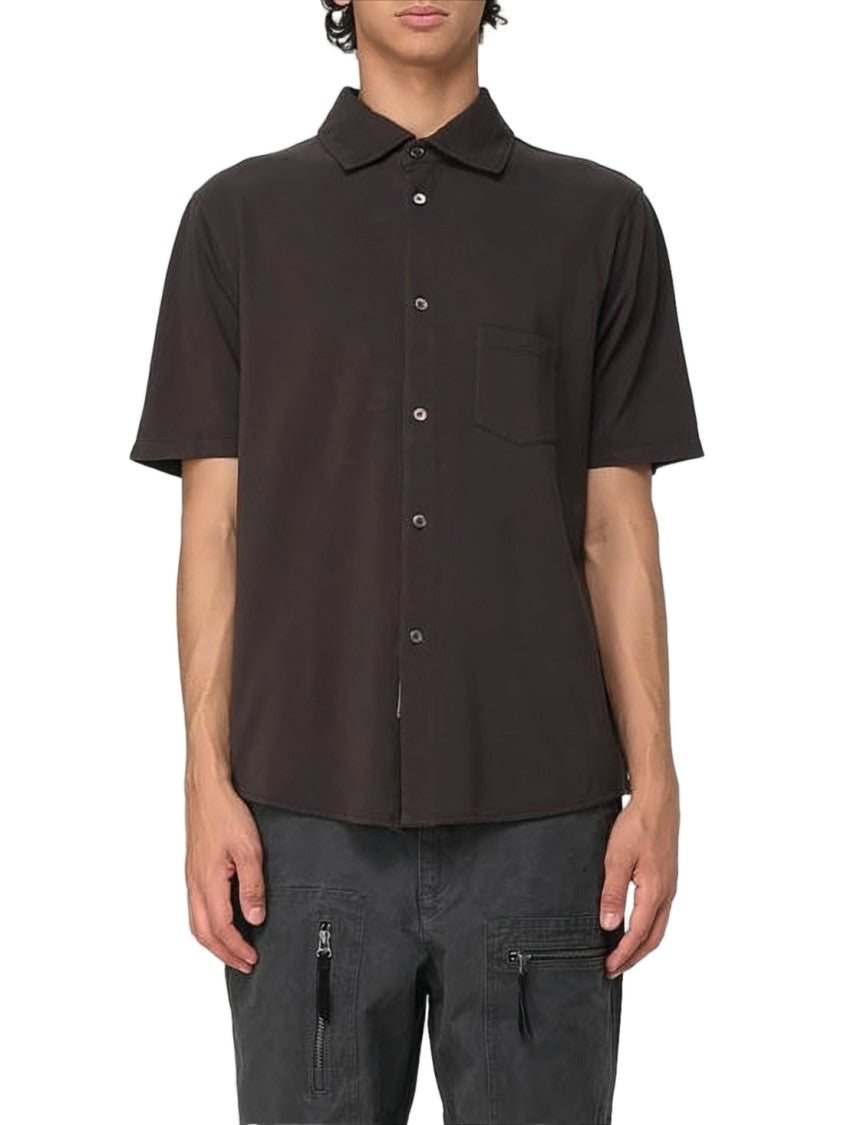 Our Legacy Classic Black Short-Sleeve Shirt With Button-Down Front