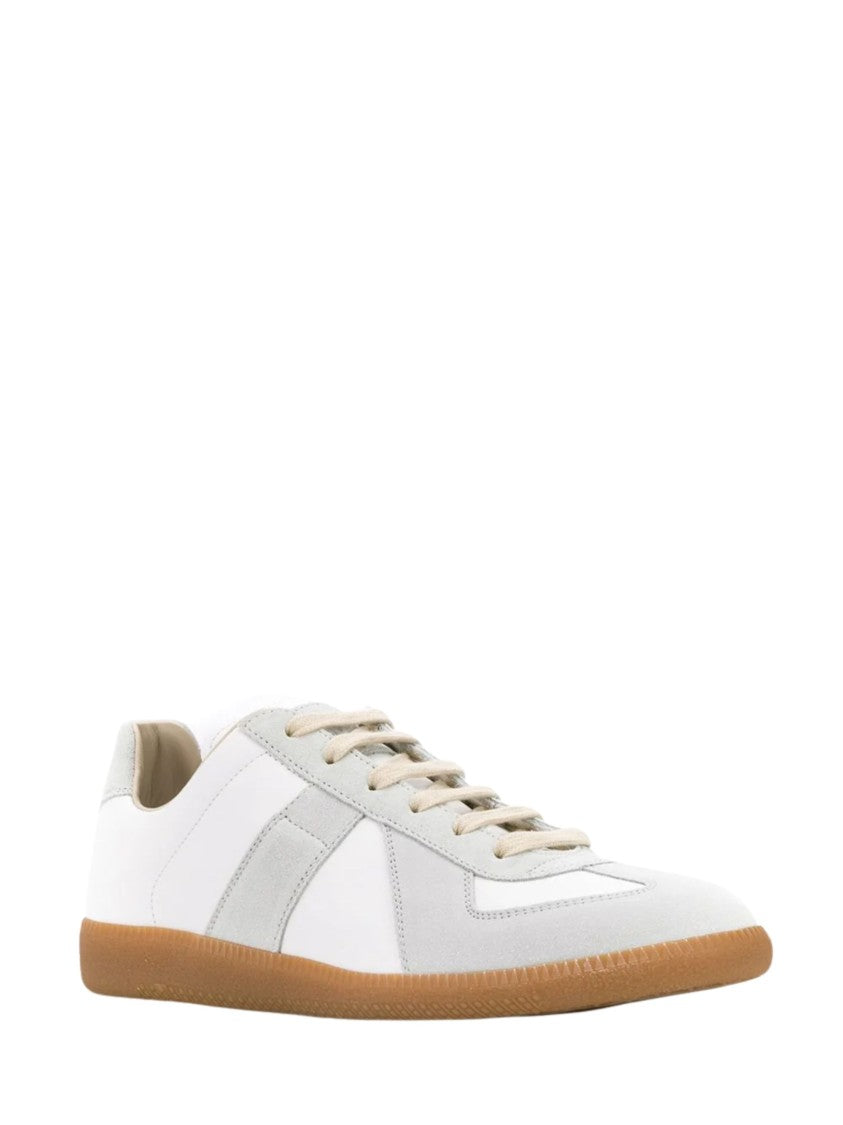 Maison Margiela White Low-Profile Leather Suede Sneakers
