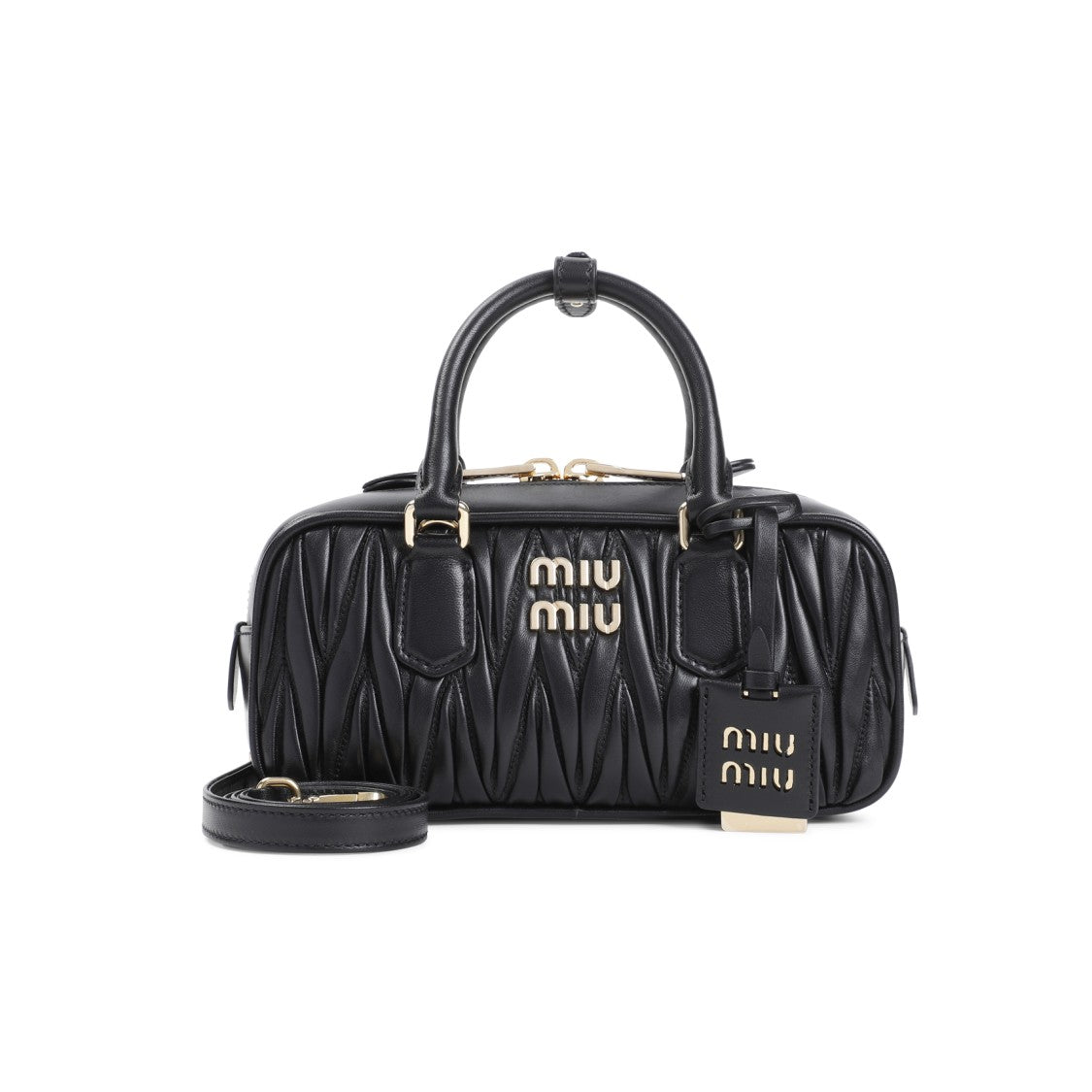 Miu Miu Matelassé Black Lamb Leather Handbag