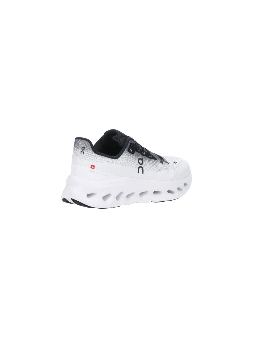 On Cushioned White Sneakers With Sculpted Sole And Cut-Out Details