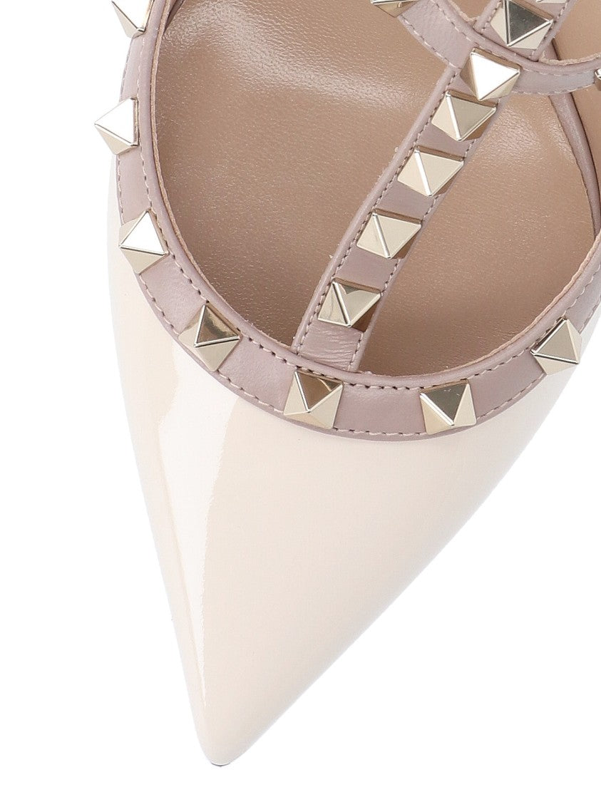 Valentino Garavani "Rockstud" Slingback Pumps – Cream/Pink