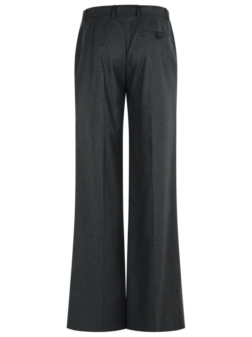 Stella Mccartney High-Waisted Wide-Leg Grey Wool Pants With Tailored Design