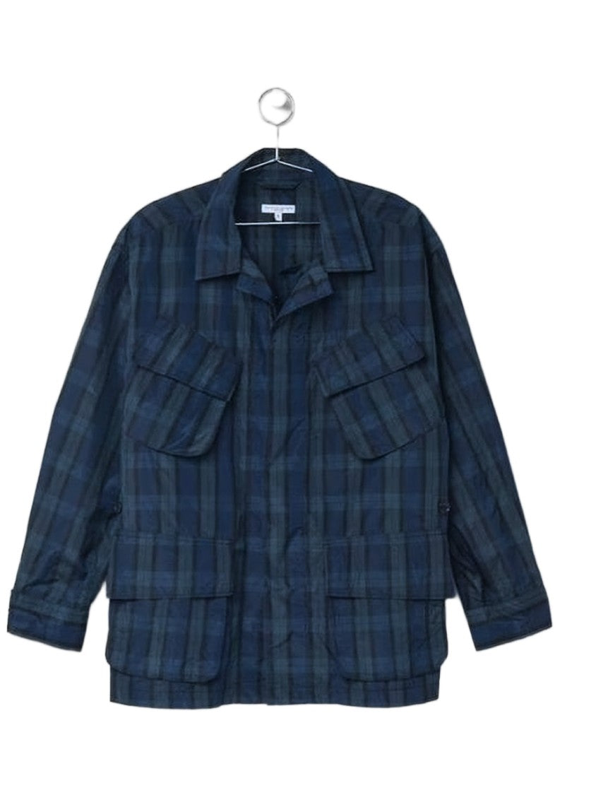 Engineered Garments Dark Plaid Casual Jacket With Structured Collar