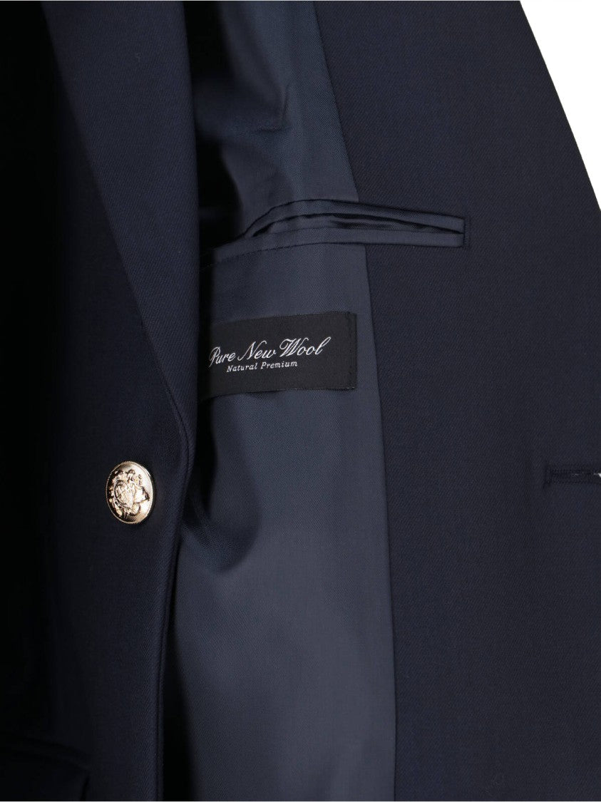 Dunst Navy Wool Blend Single-Breasted Blazer