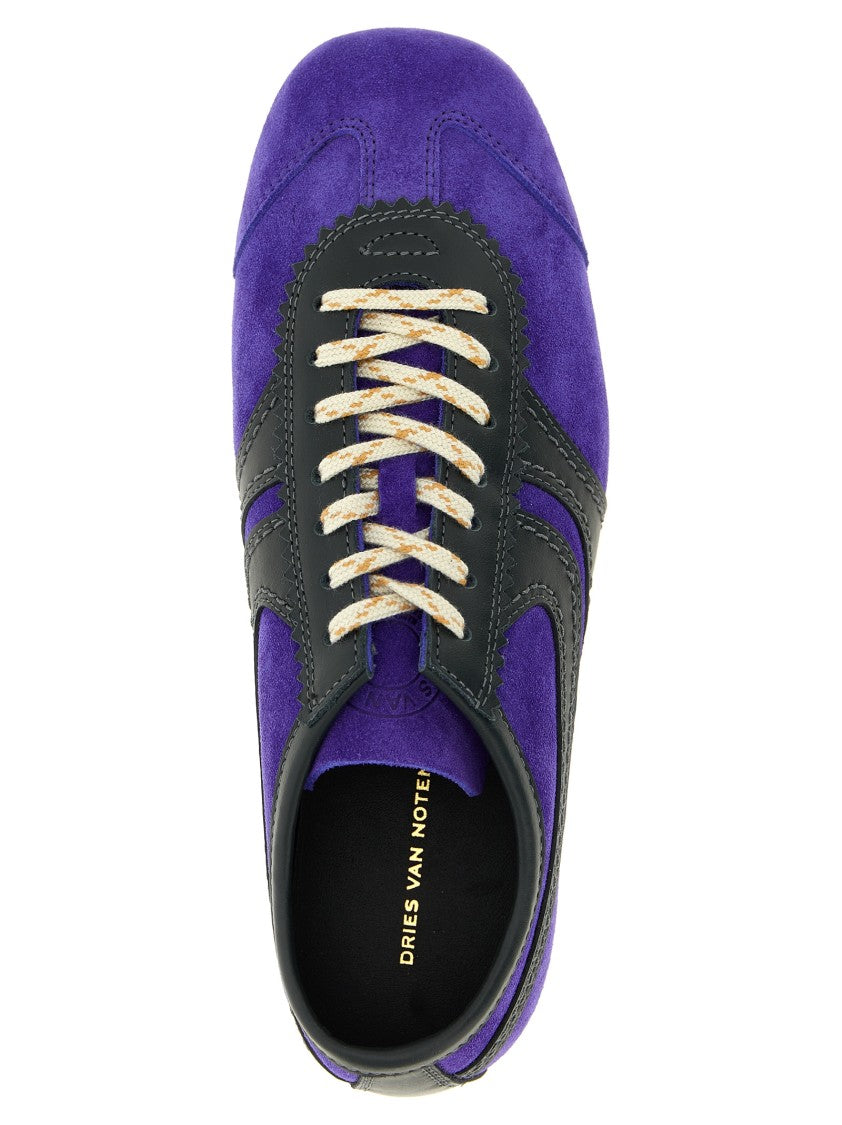 Dries Van Noten Suede Sneakers With Scalloped Edges And Leather Details