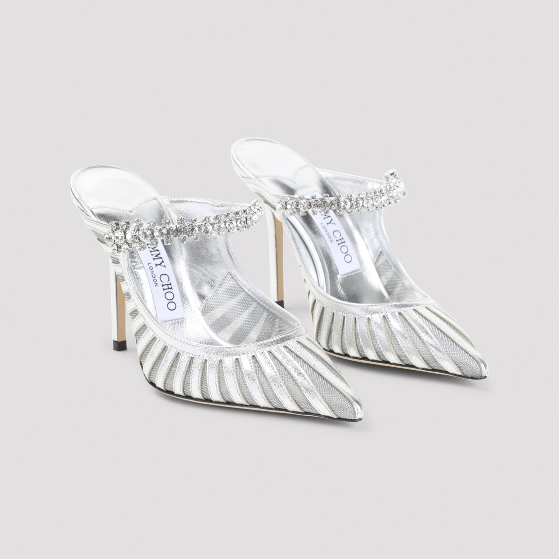 Jimmy Choo Metallic Leather Pumps With Crystal-Embellished Strap