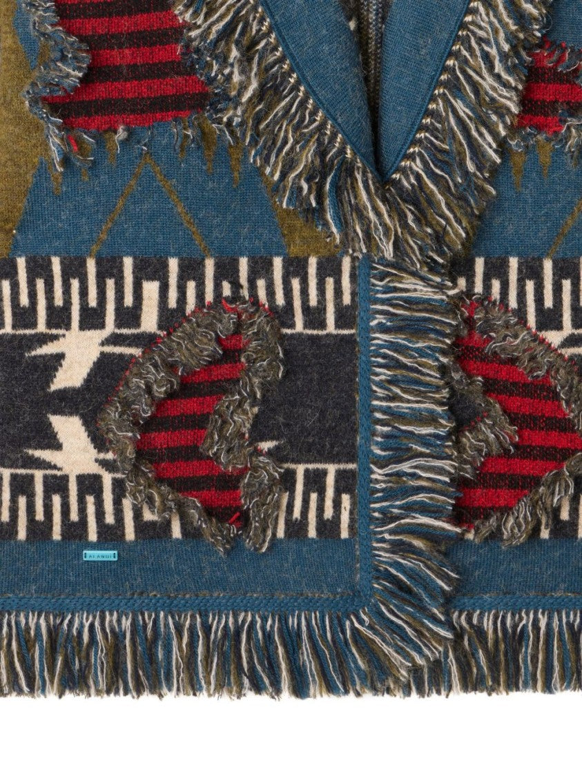 Alanui Bold Eclectic Knit Sweater With Shawl Collar