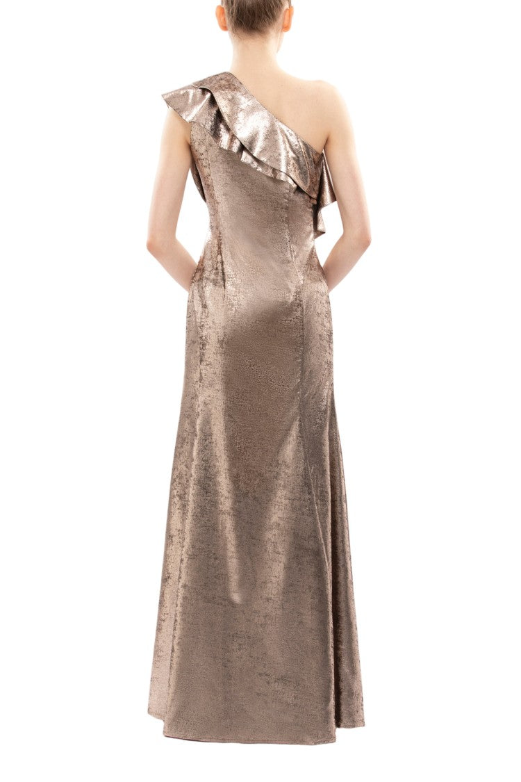 Saiid Kobeisy Embellished One-Shoulder Lamé Dress