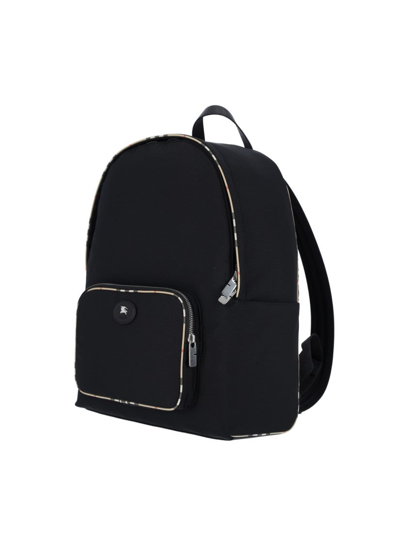 Burberry Black Fabric Check Detail Backpack