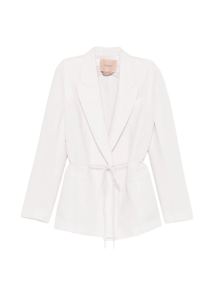 Twin-Set Blazer Tailored Linen Self-Tie Blazer
