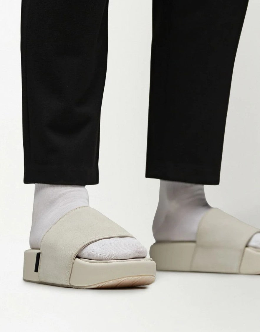 Y-3 Slide Sandals With Wide Leather Strap