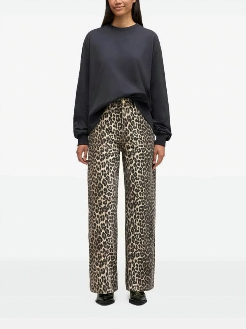 Ganni Long-Sleeved Top With Crew Neckline And Tonal Branding