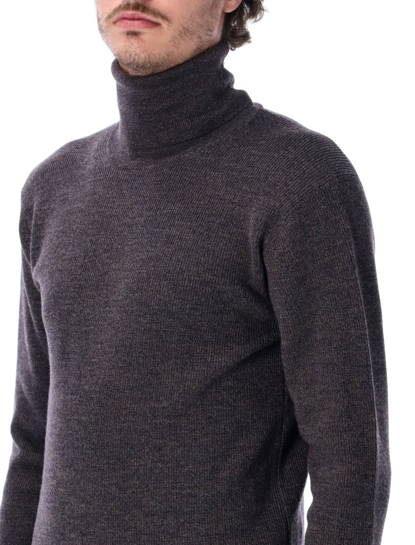 Lemaire Finely Knit Turtleneck Sweater With Subtle Mouline Texture