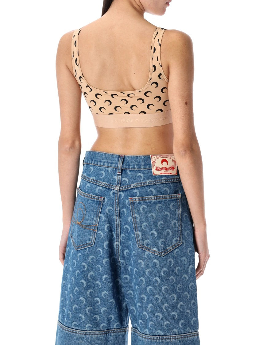 Marine Serre Crescent Moon Print Fitted Sports Bra