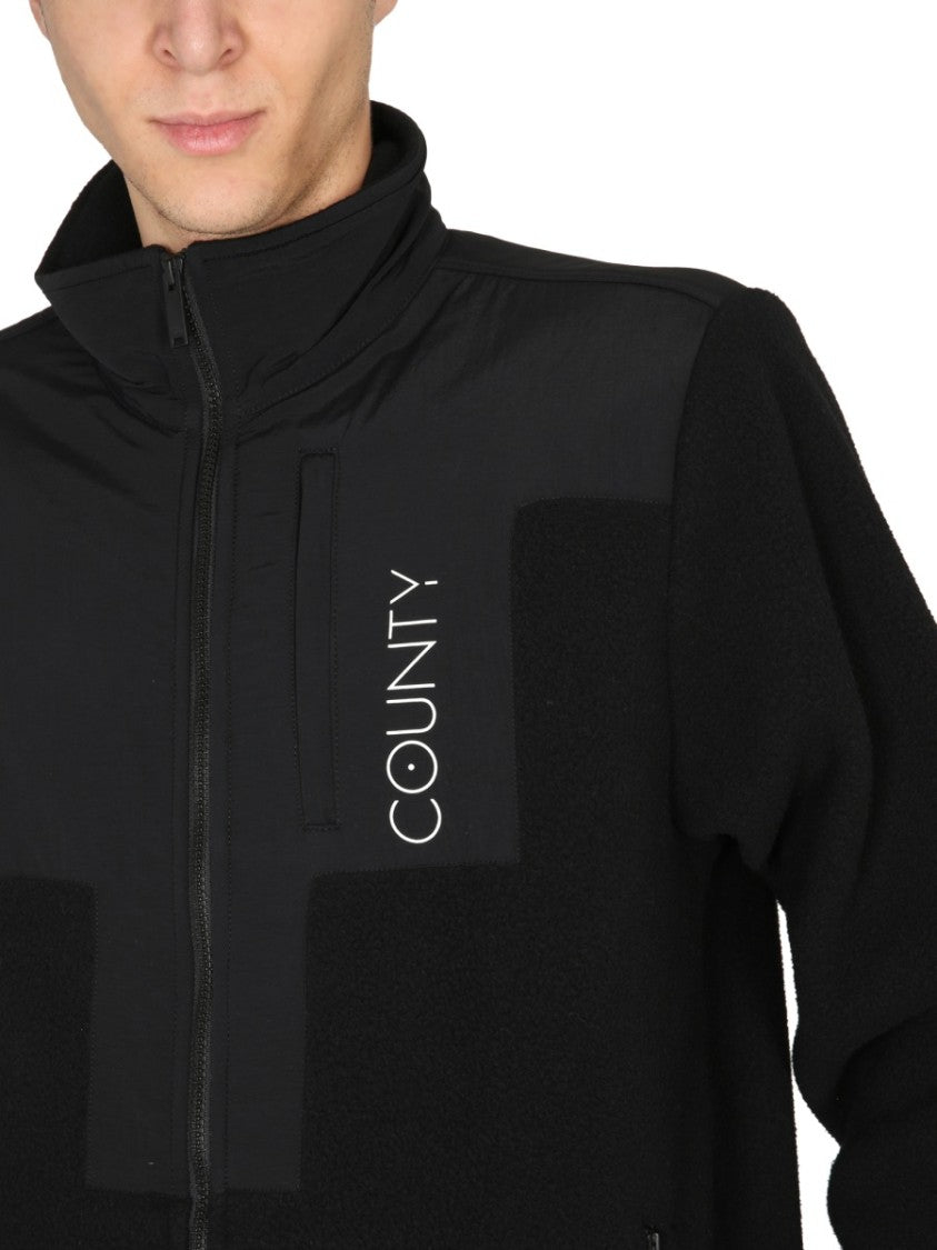 Marcelo Burlon High Collar Black Track Jacket