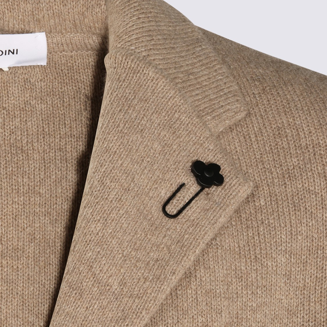 Lardini Textured Knit Notched Lapel Floral Pin Blazer