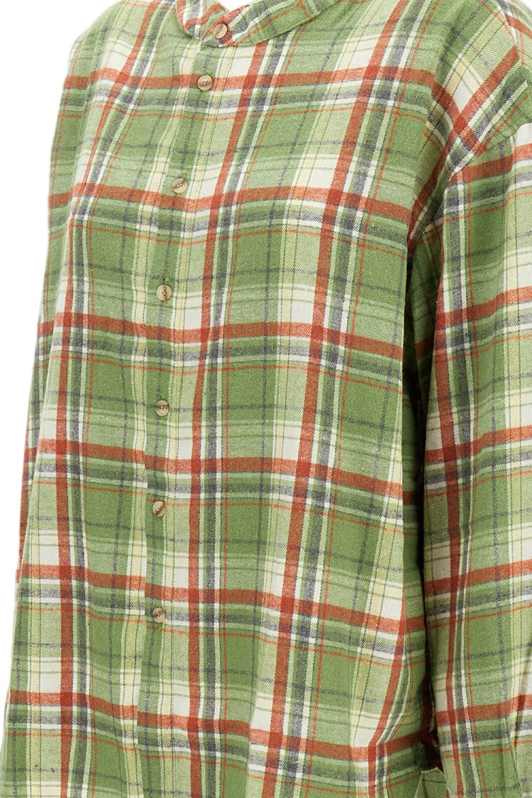 Epl Flared Oversized Shirt With Stand-Up Collar And Button Fastening