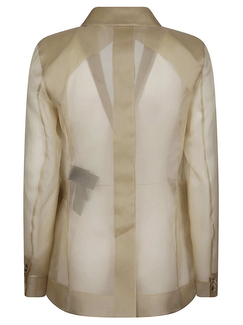 Max Mara Mxeslogan Translucent Silk Double Breasted Blazer