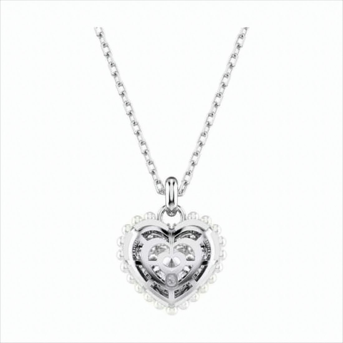 Swarovski Heart-Shaped Pendant Necklace With Polished Metal