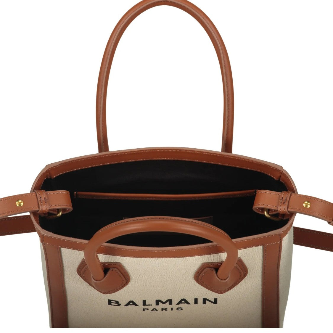 Balmain Structured Logo Tote Bag With Leather Trim