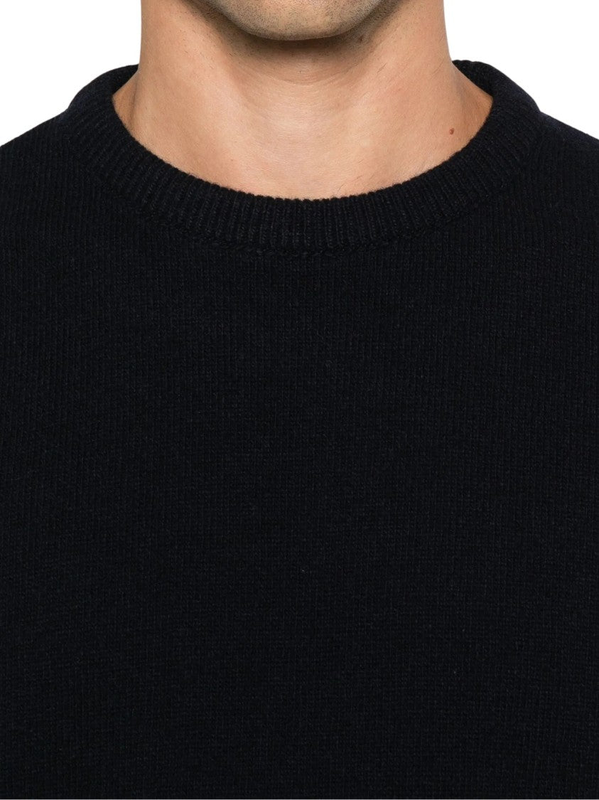 Barbour Relaxed-Fit Black Wool Sweater With Plaid Elbow Patches