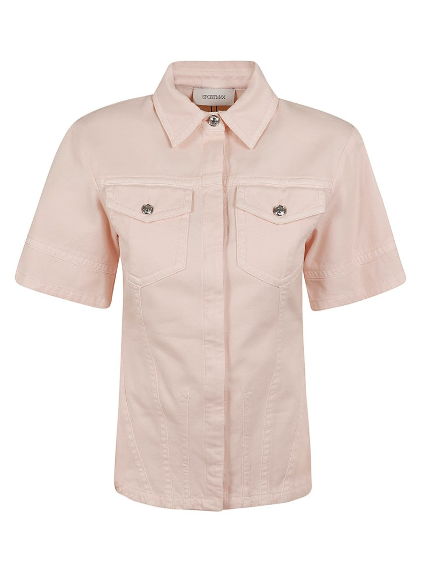 Max Mara Fitted Pink Cotton Bull Shirt With Tailored Seams