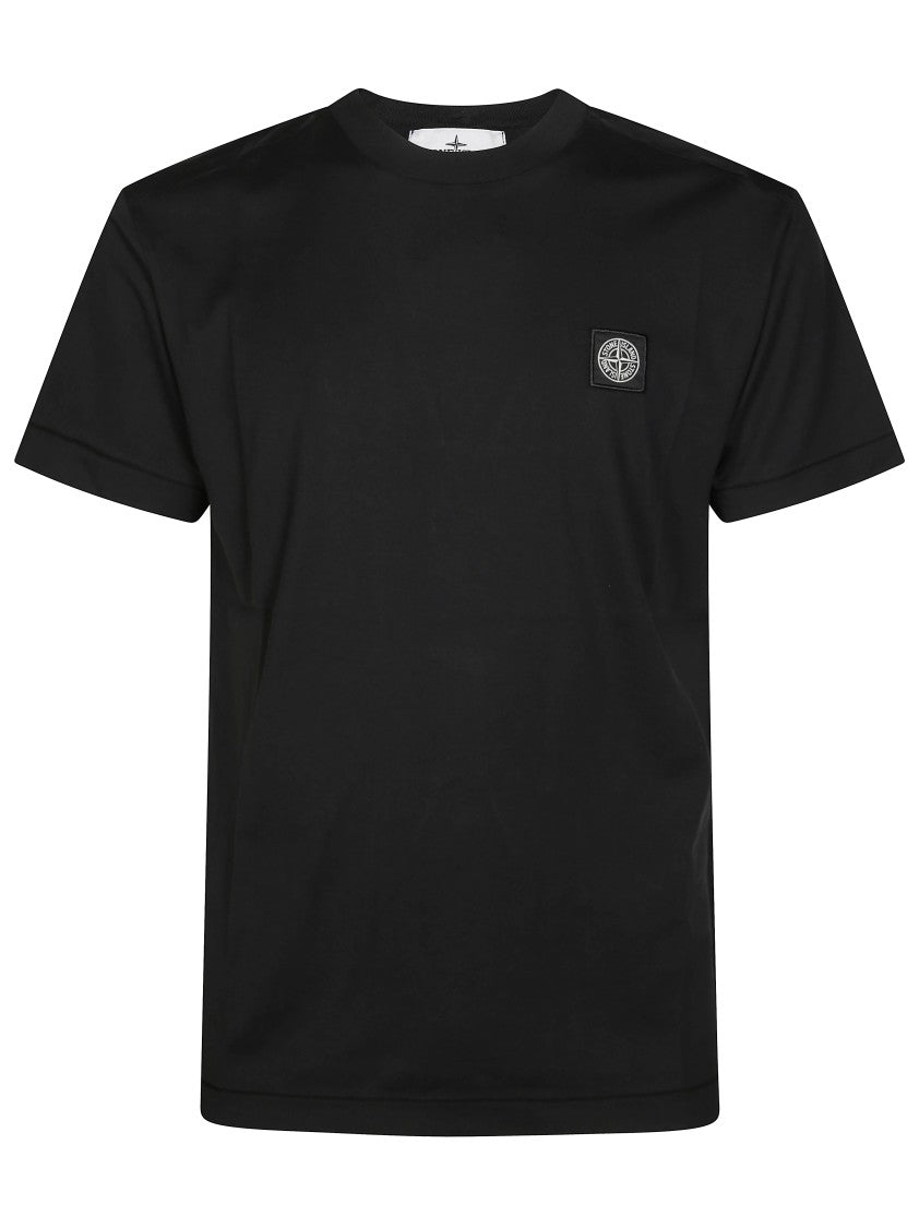 Stone Island Black Short-Sleeved T-Shirt With Subtle Logo Patch
