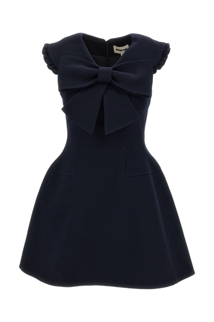 Shushu/Tong Mini Dress With Statement Bow And Ruffled Trim
