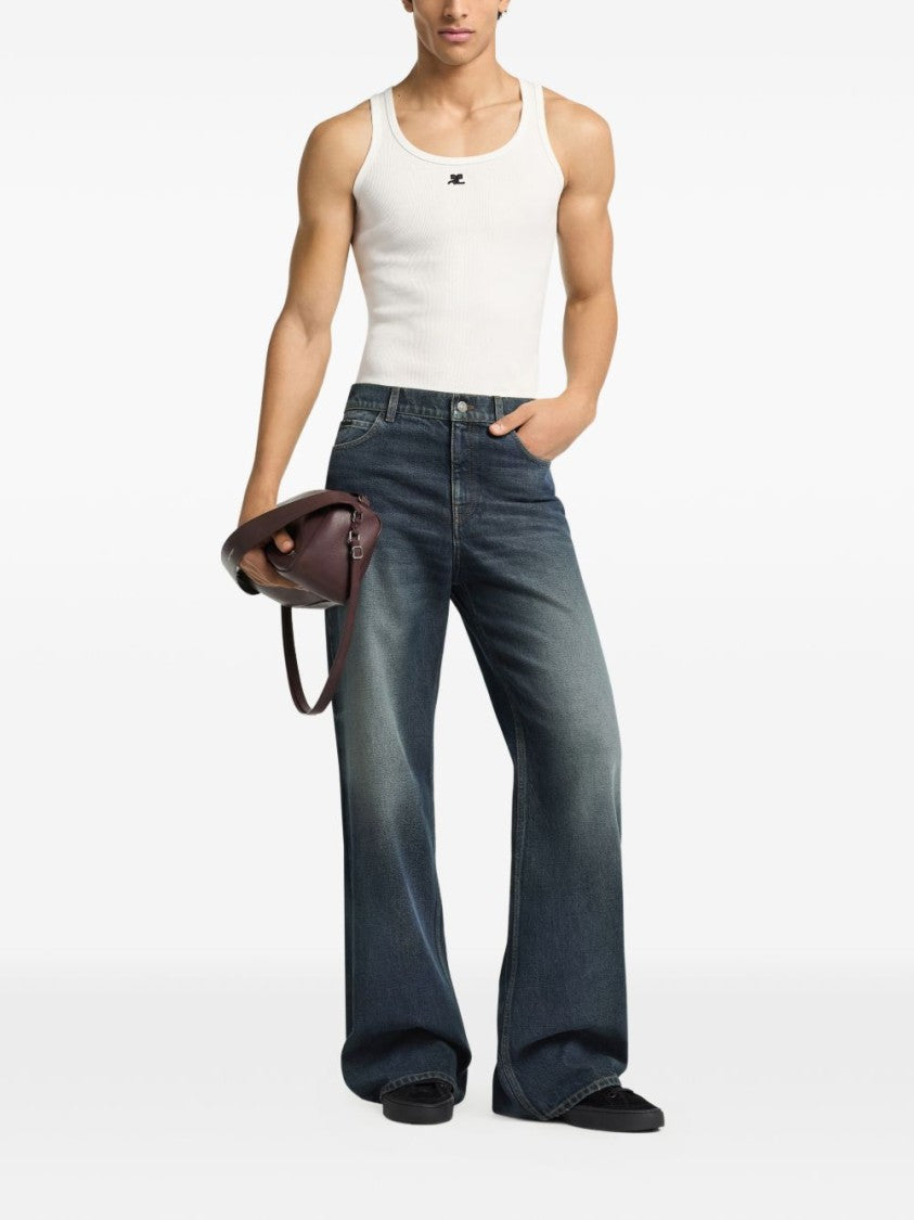 Courrèges Scoop Neck Ribbed Tank Top