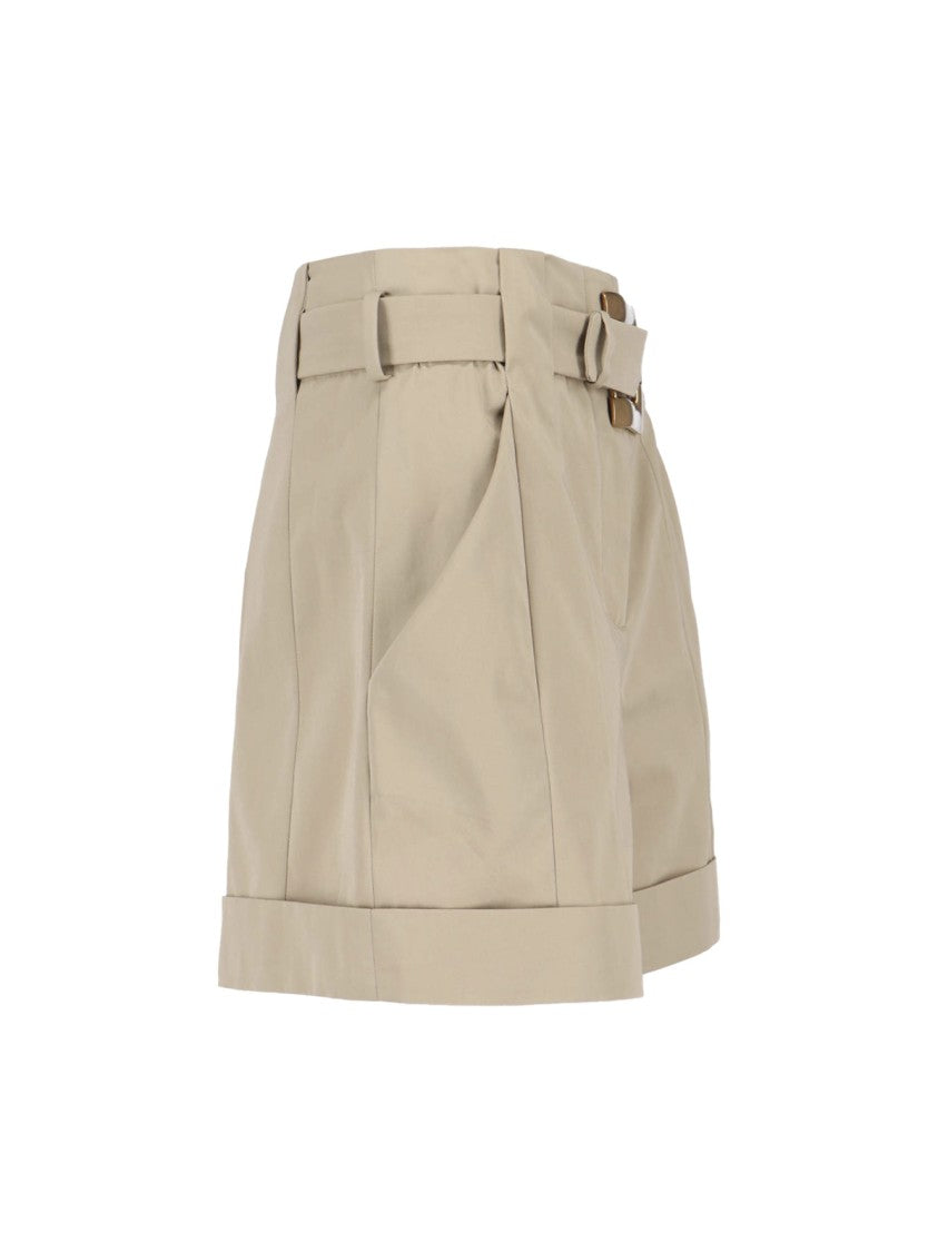 Balmain Cotton Gabardine Shorts – Beige