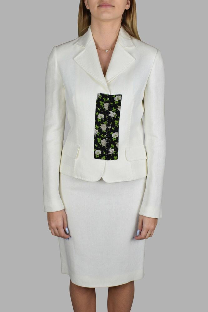 Dolce & Gabbana Tailored Floral White Suit With Accents