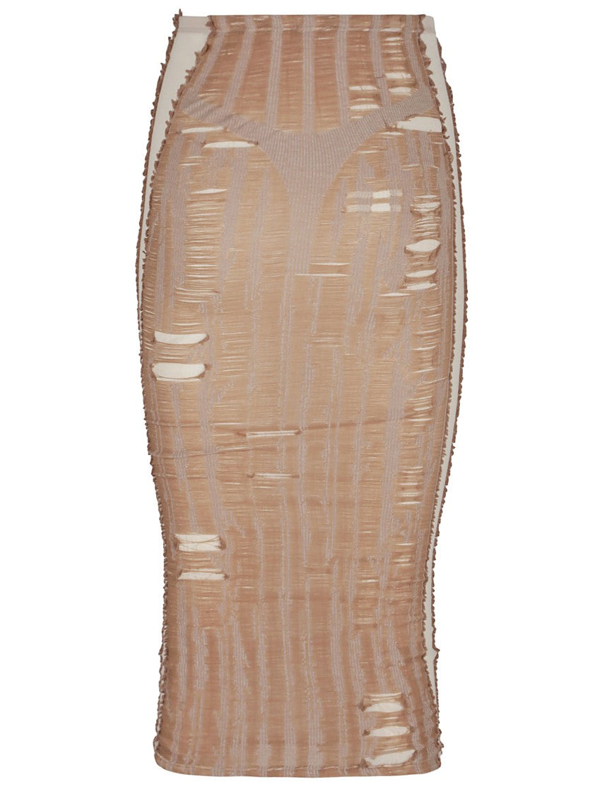 Diesel Seamless Nude Effect Knitted Midi Skirt