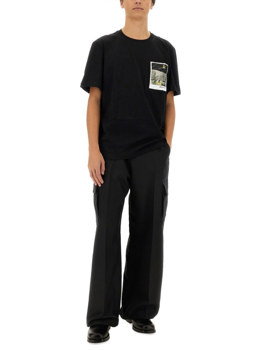 Helmut Lang Black T-Shirt With Front Logo