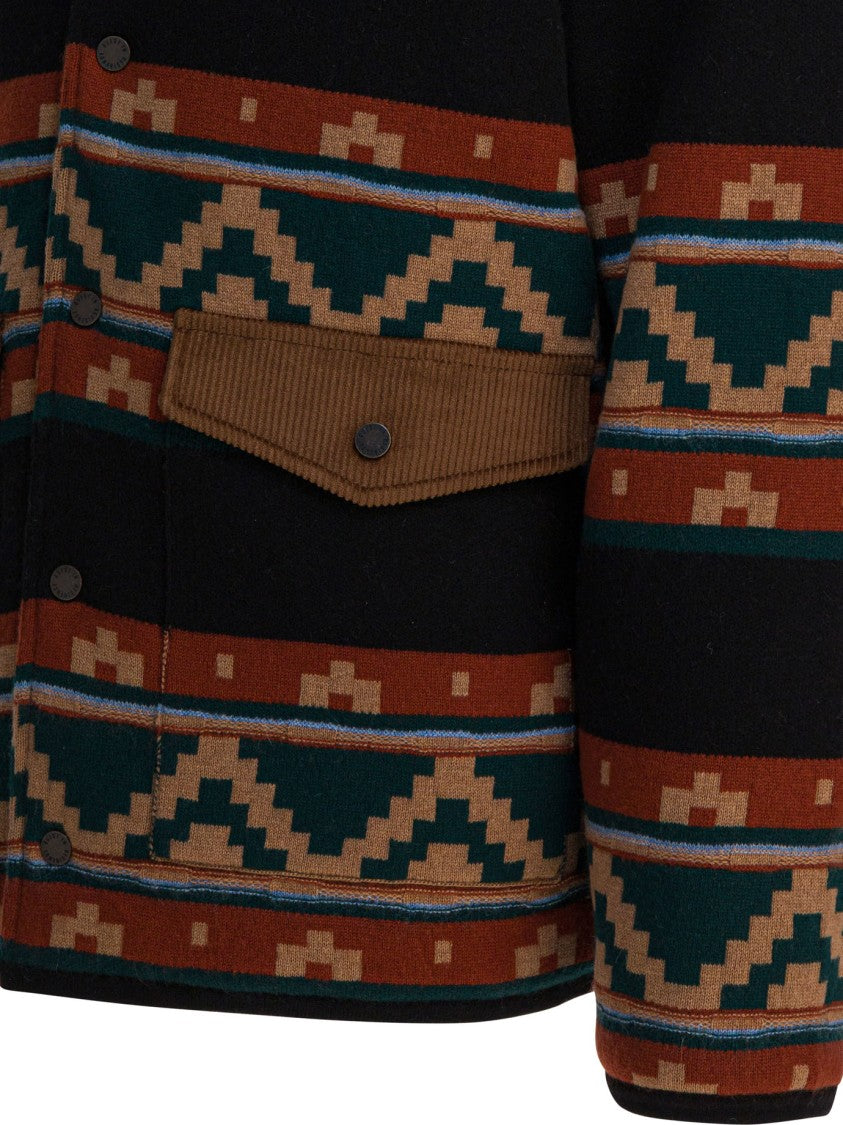 Guest In Residence Patterned Casual Jacket With Corduroy Collar