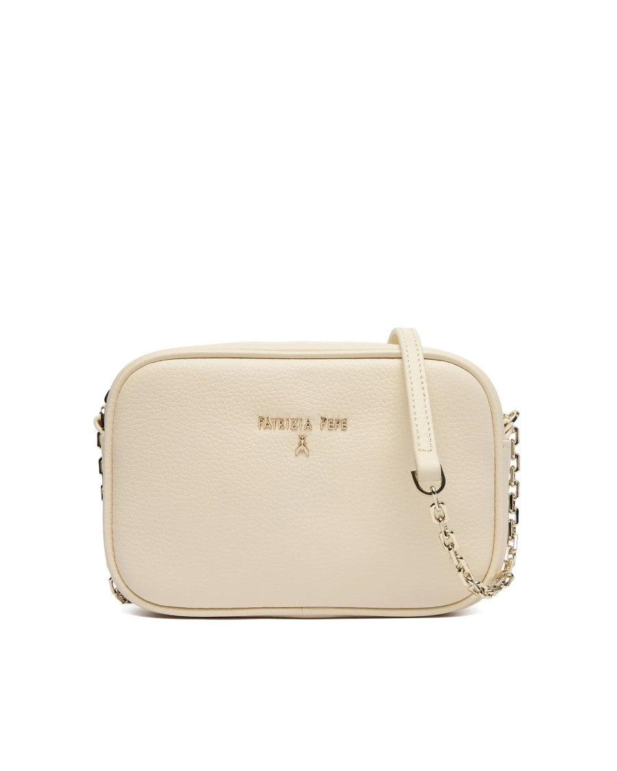 Patrizia Pepe Wooly White Leather Crossbody Bag