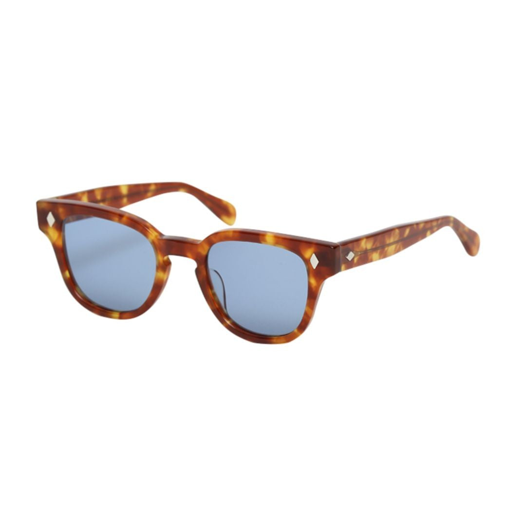 Julius Tart Optical Bryan Jtpl- 007F-T Classic Square Tortoiseshell Sunglasses With Blue Lenses