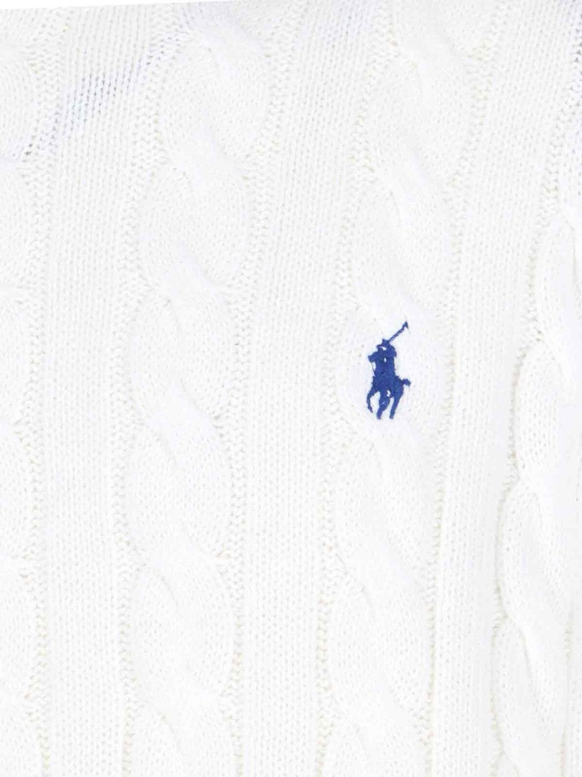 Polo Ralph Lauren Cable Knit Logo Sweater – White