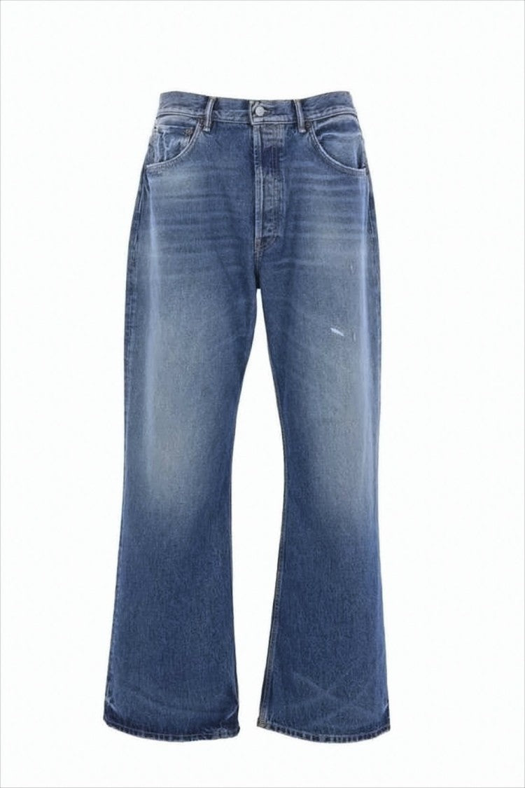 Acne Studios Relaxed-Fit Medium-Wash Denim Pants With Distressed Details