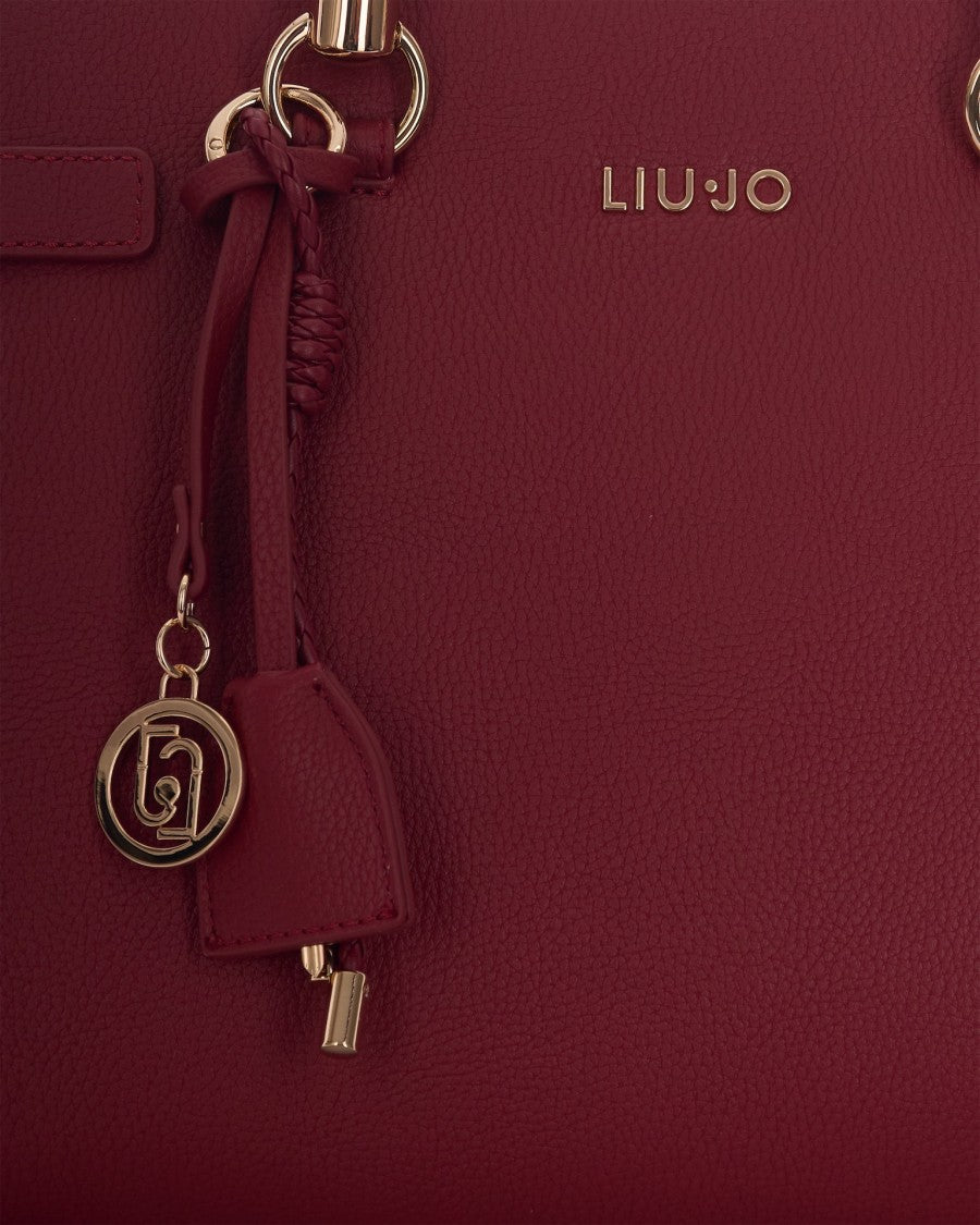 Liu Jo Brick Red Satchel M Textured Vegan Leather Bag
