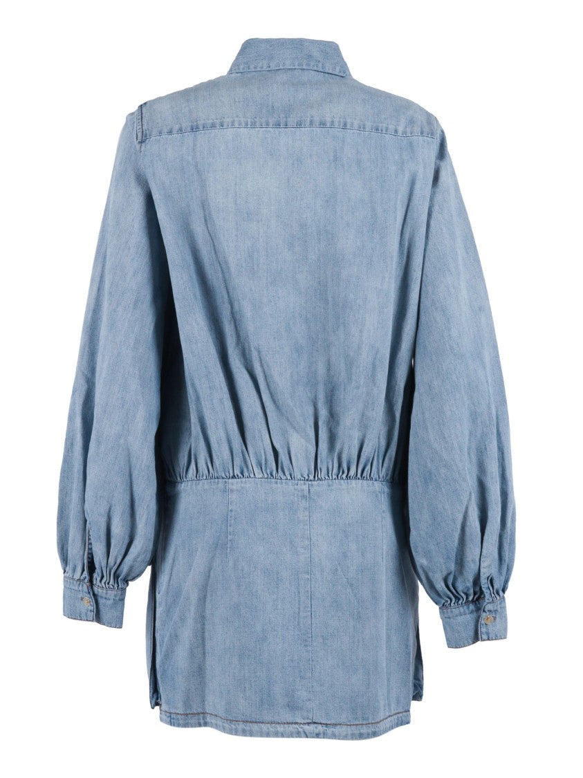 7 For All Mankind Utility Chambray Puffed Mini Dress