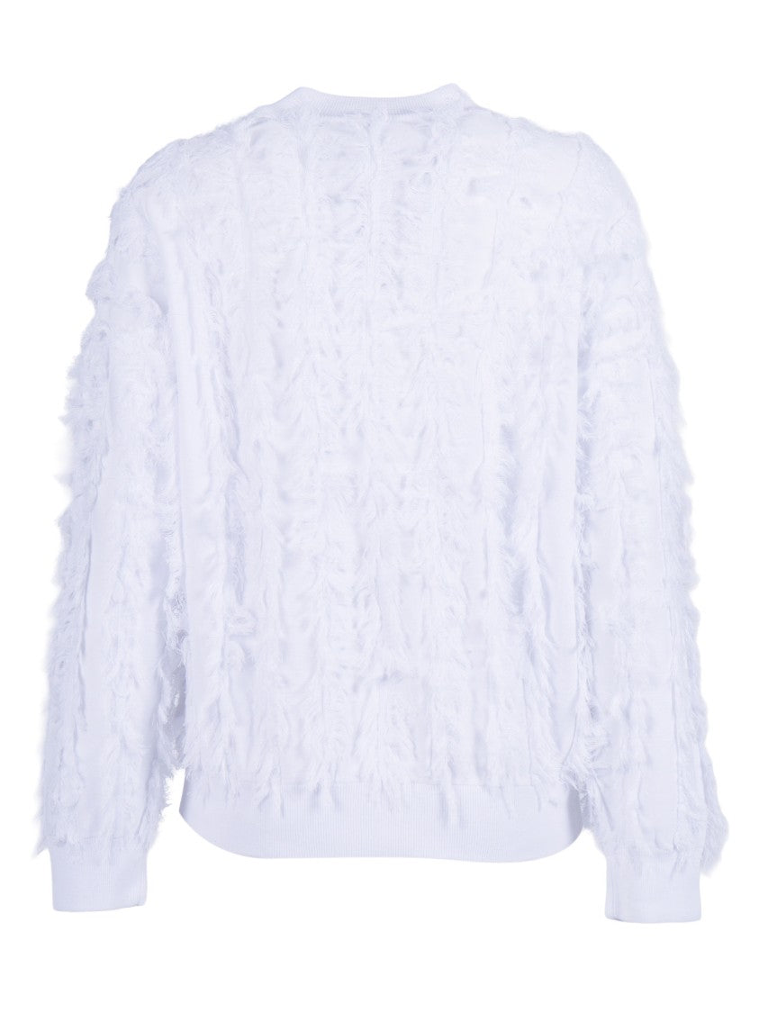 Kangra Cashmere White Fringed Cotton Bomber Jacket