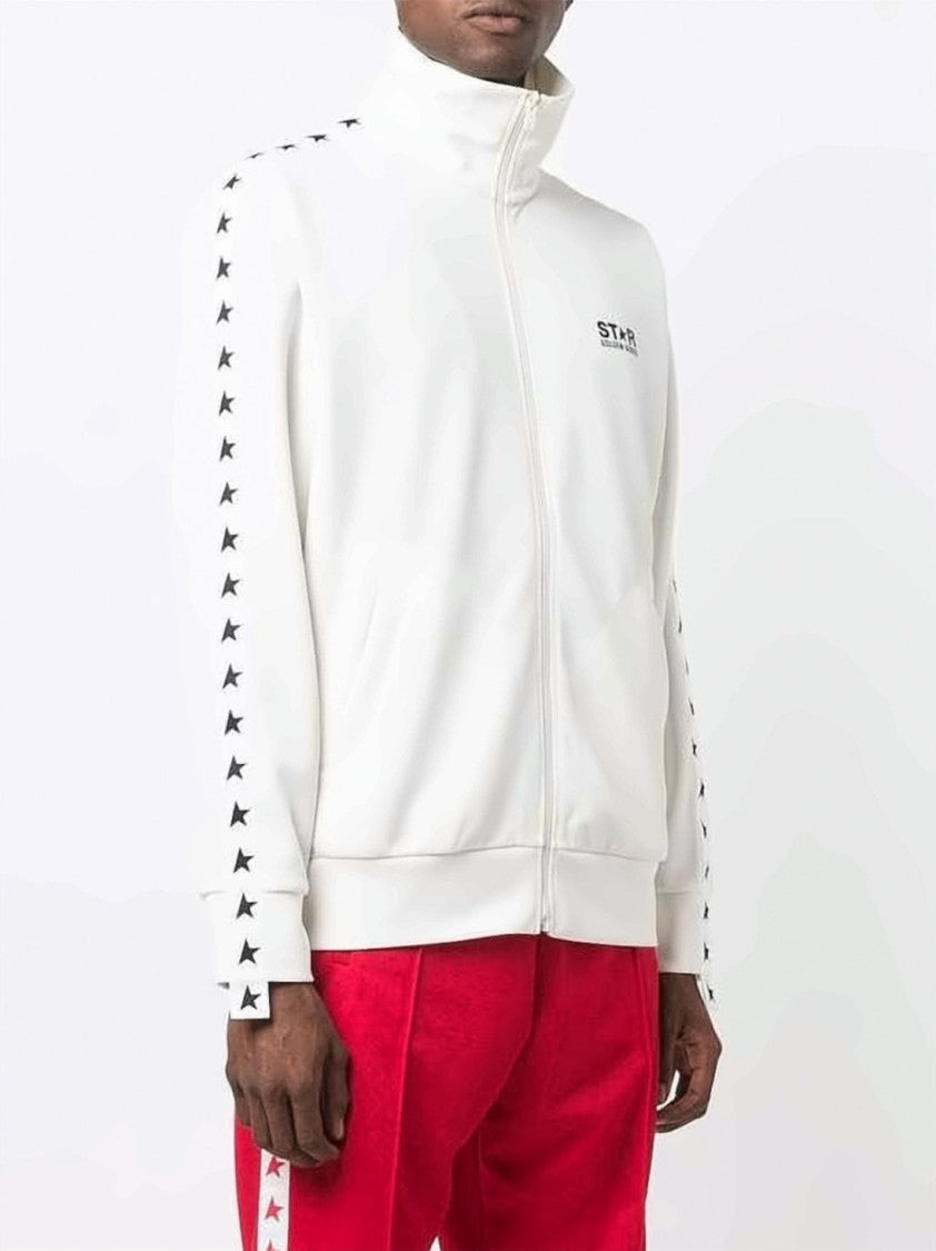 Golden Goose Track Jacket With Bold Black Star Motifs