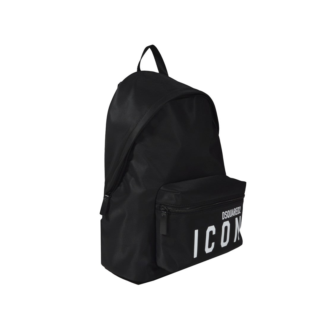 Dsquared2 Be Icon Black Nylon Backpack With Logo Print