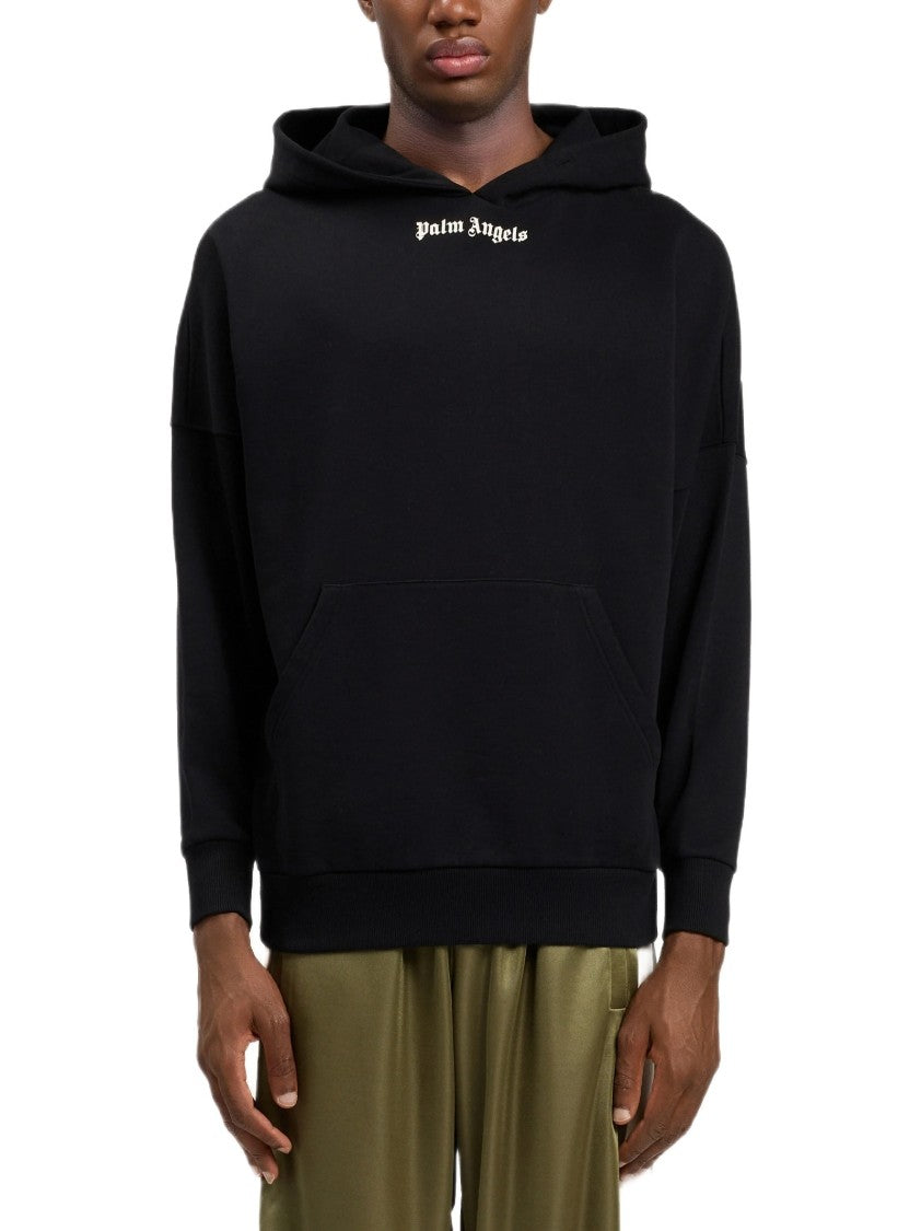 Palm Angels Oversized Black Hoodie With Iconic Logo Prints