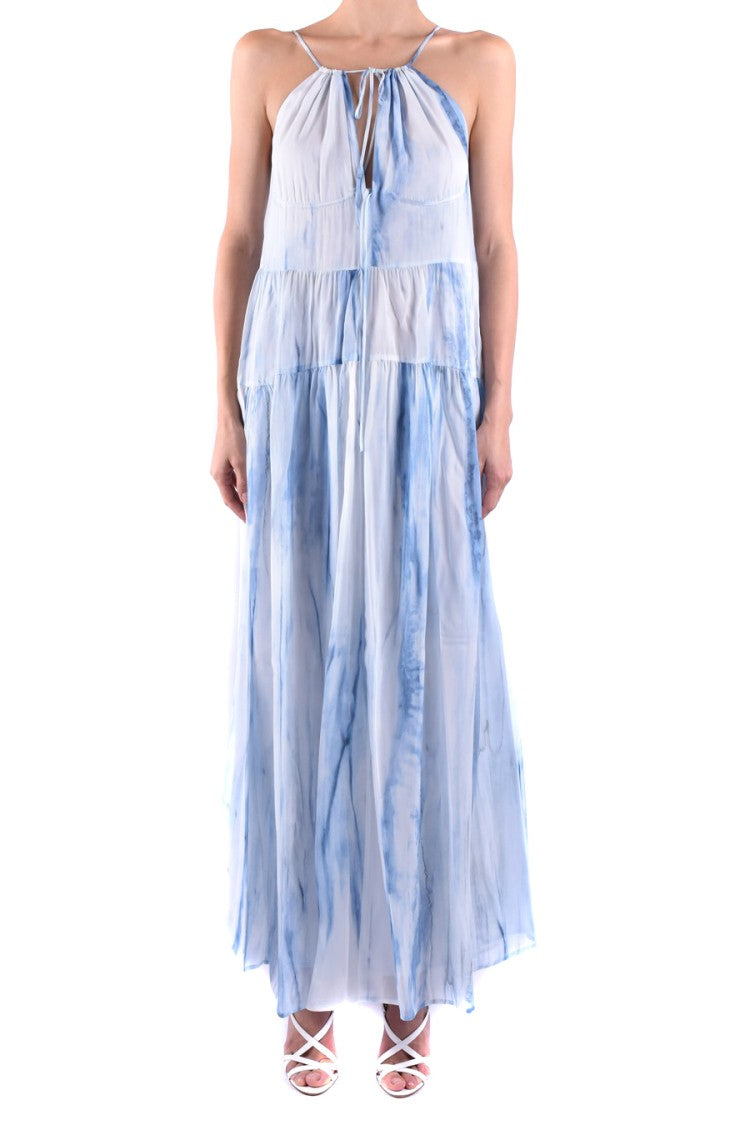 Dondup Tiered Maxi Dress With Watercolor Pattern