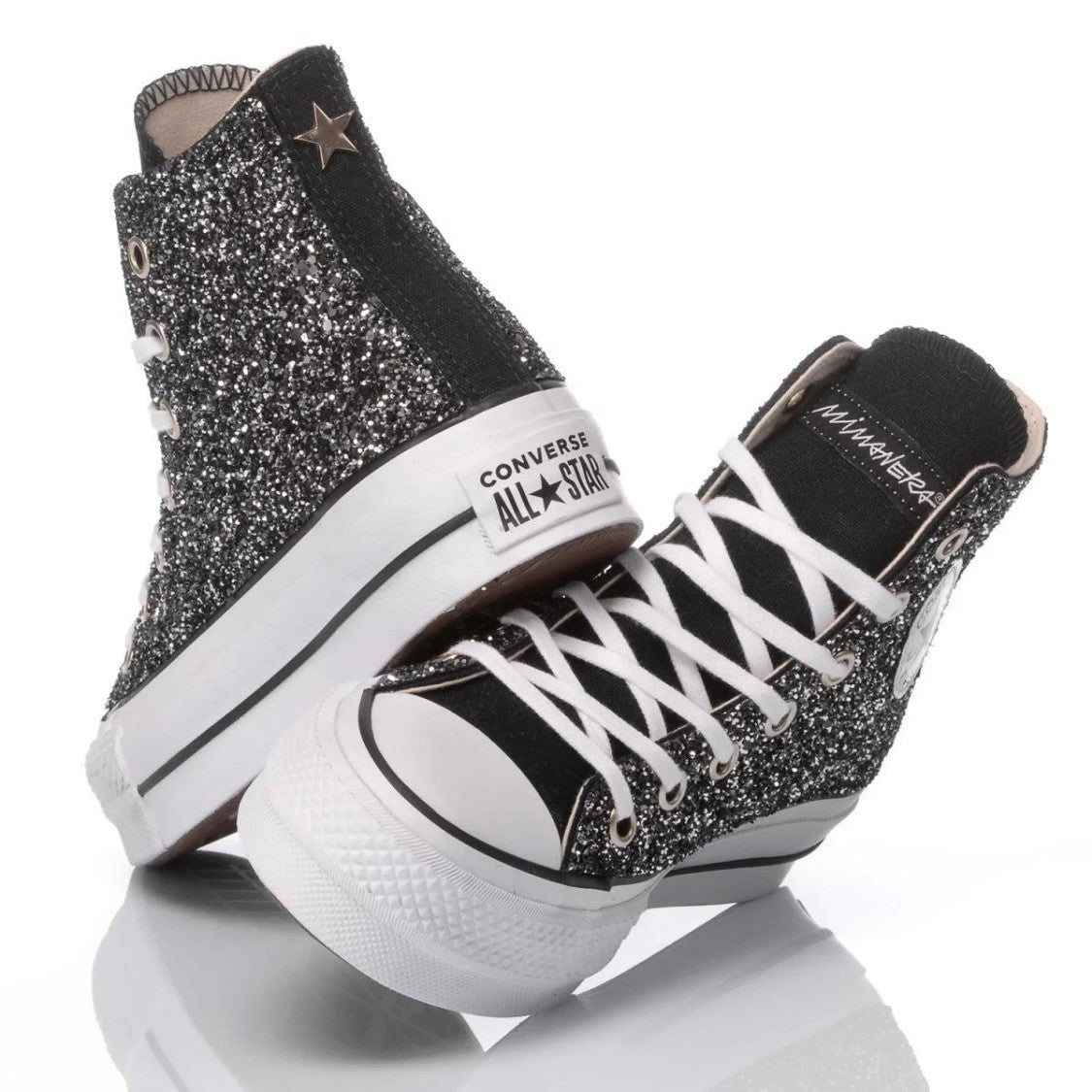 Converse High-Top Platform Glitter Sneakers With Unique Craftsmanship