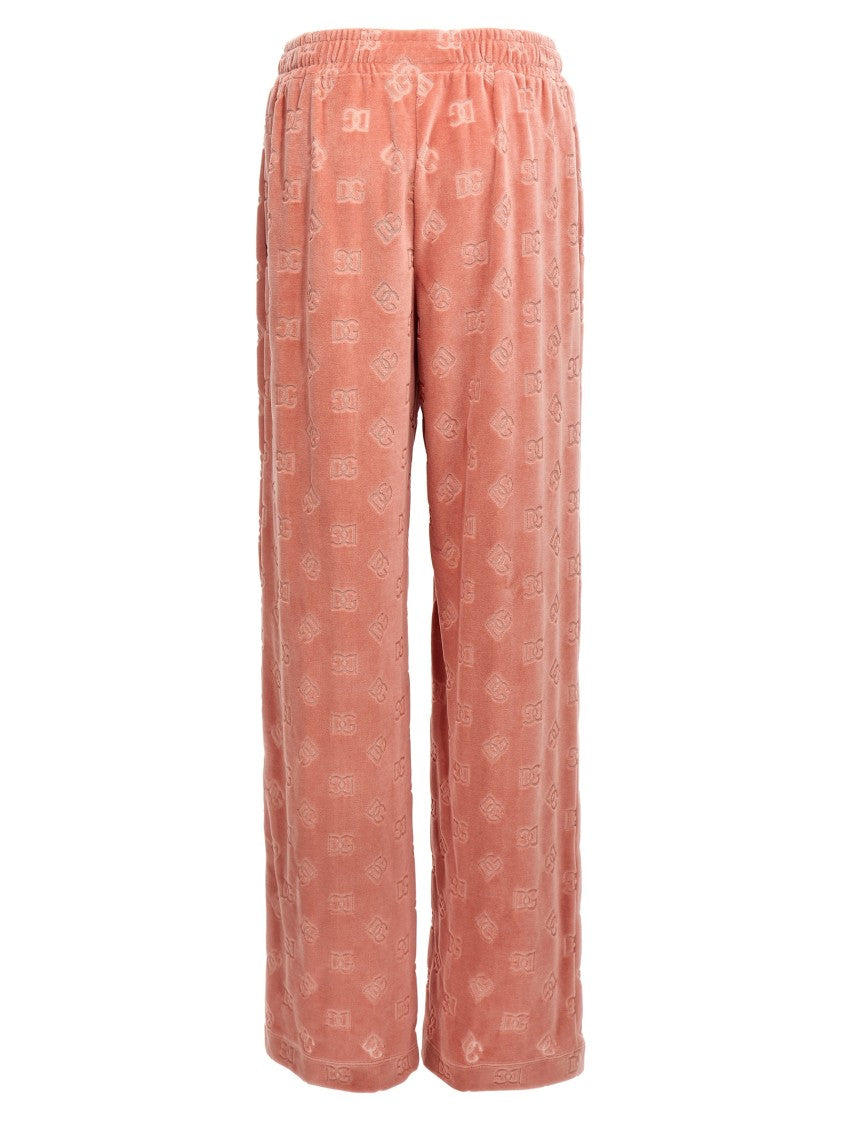 Dolce & Gabbana Chenille Joggers With All-Over Dg Logo Jacquard