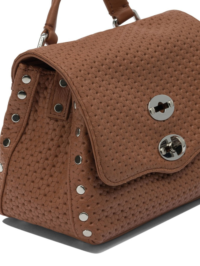 Zanellato Structured Textured Leather Shoulder Bag With Woven Pattern
