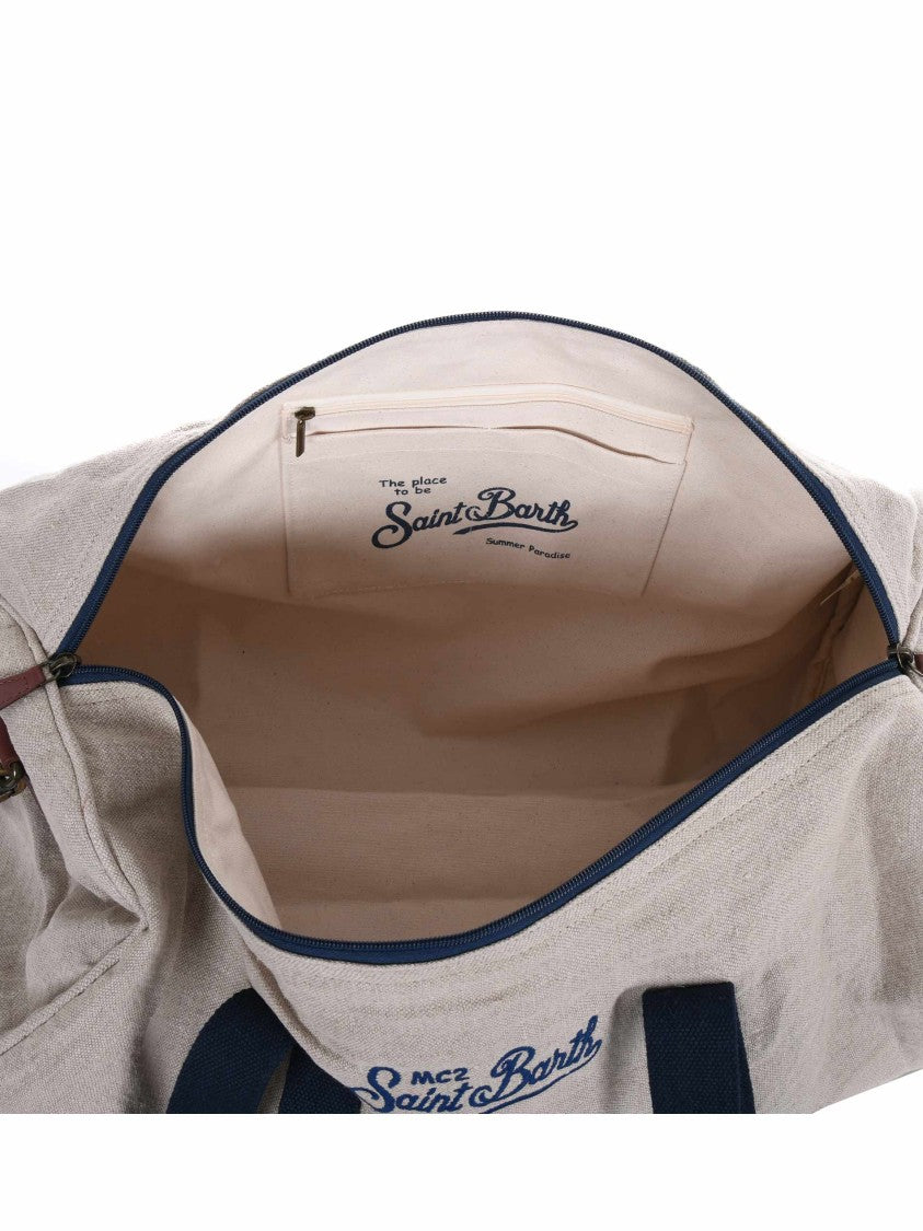 Mc2 Saint Barth Cylindrical Duffle Bag With Leather Accents