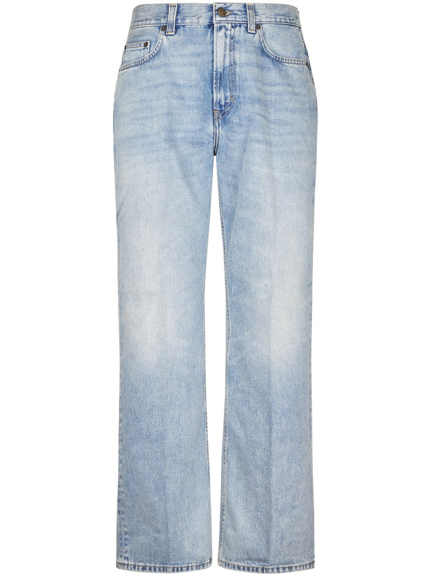 Haikure Light Blue Denim Trousers With Classic Five-Pocket Design